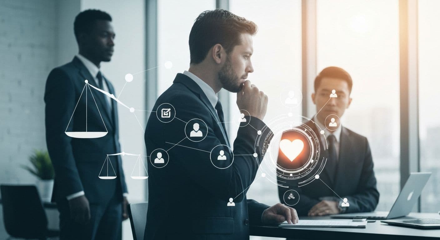 Leader practicing ethical self-awareness while making values-based decisions with their team