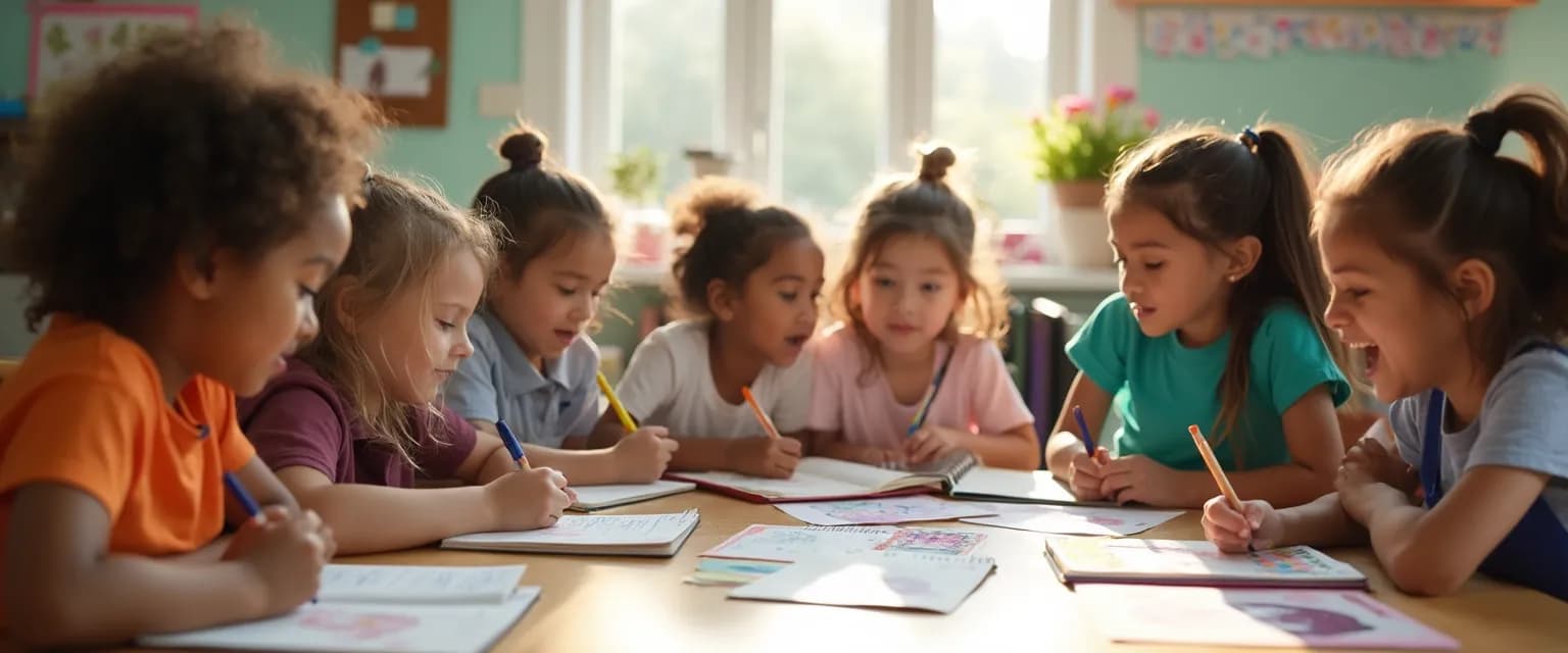 Teacher facilitating self-awareness activities with students in classroom setting