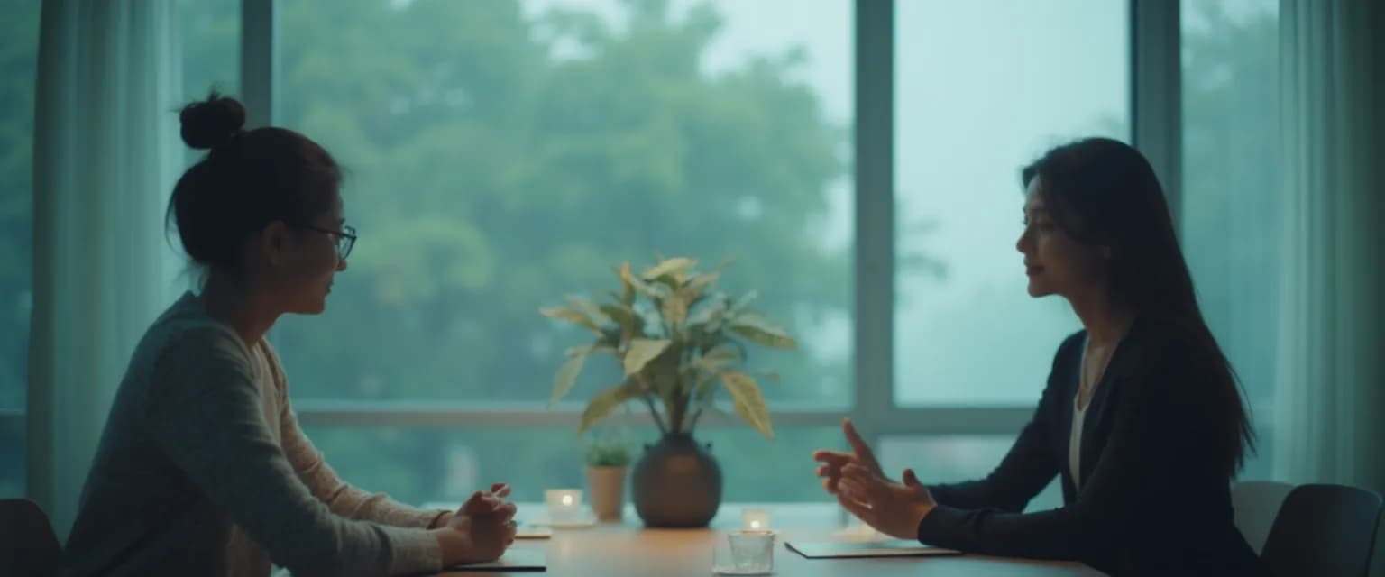 Professional using emotional awareness in the workplace to defuse a tense meeting situation