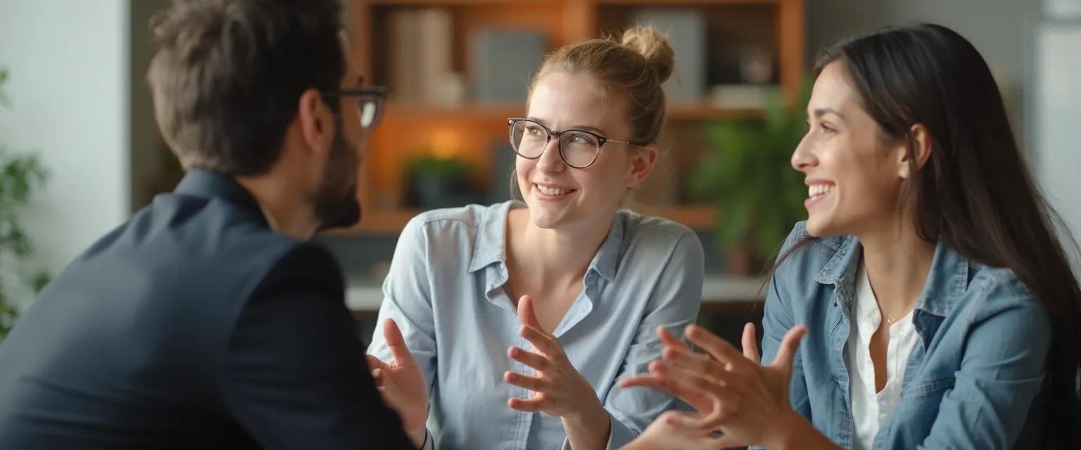 Professional using emotional self-awareness techniques from Daniel Goleman's primer during workplace meeting