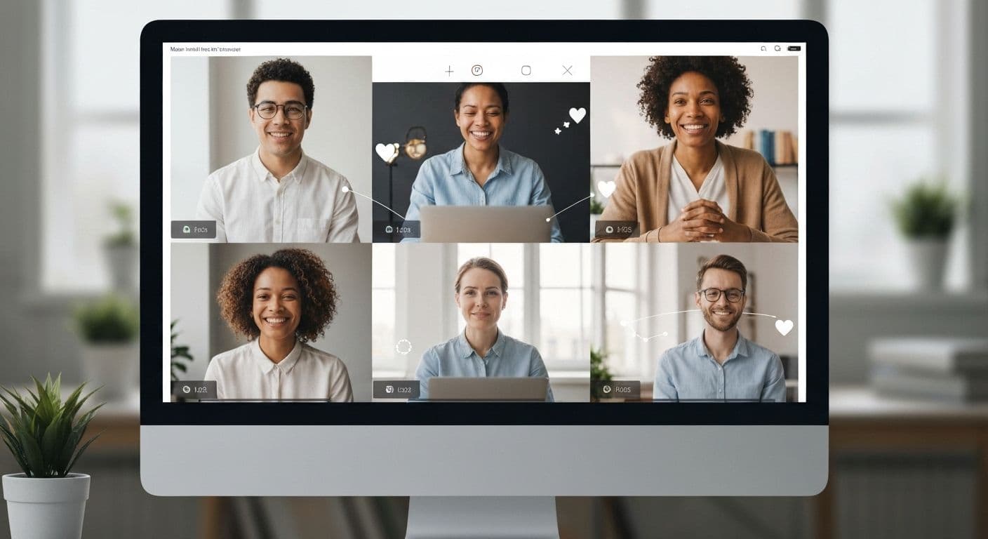 Virtual team members demonstrating self and social awareness skills during an online meeting
