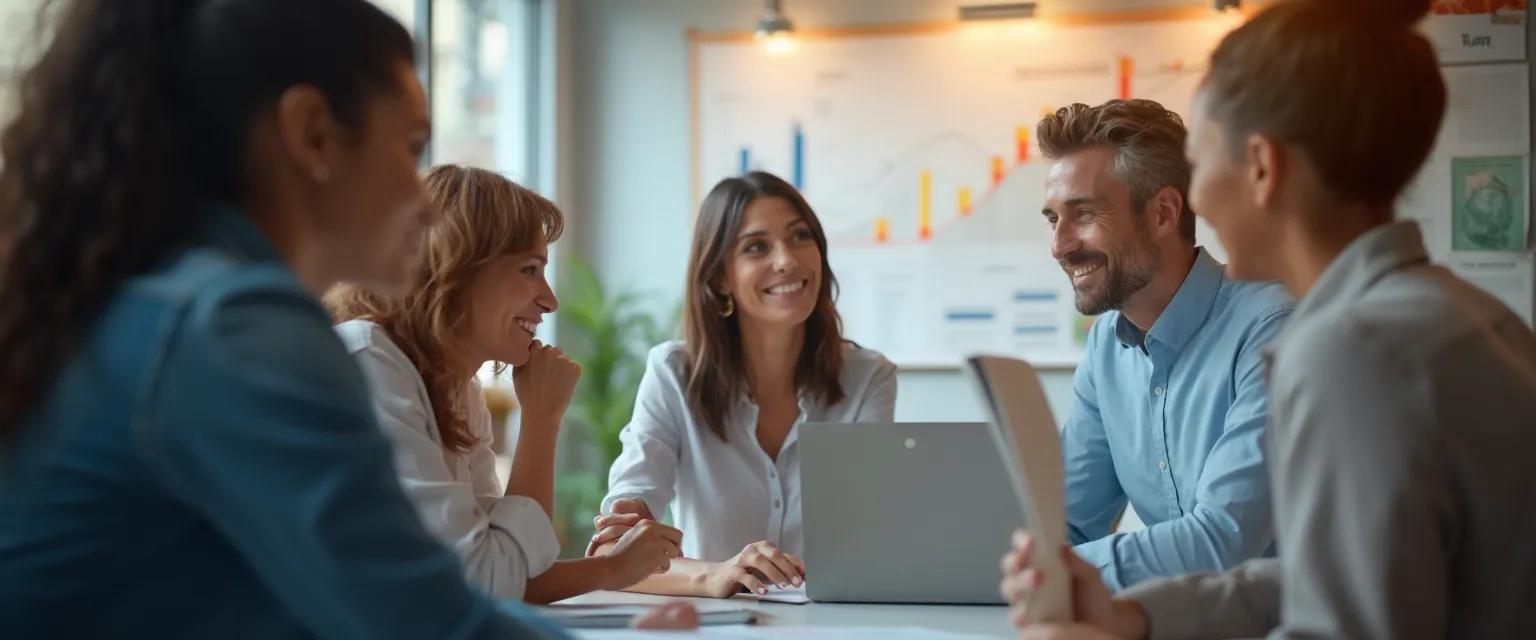 Team experiencing the benefits of emotional intelligence in the workplace through collaborative discussion