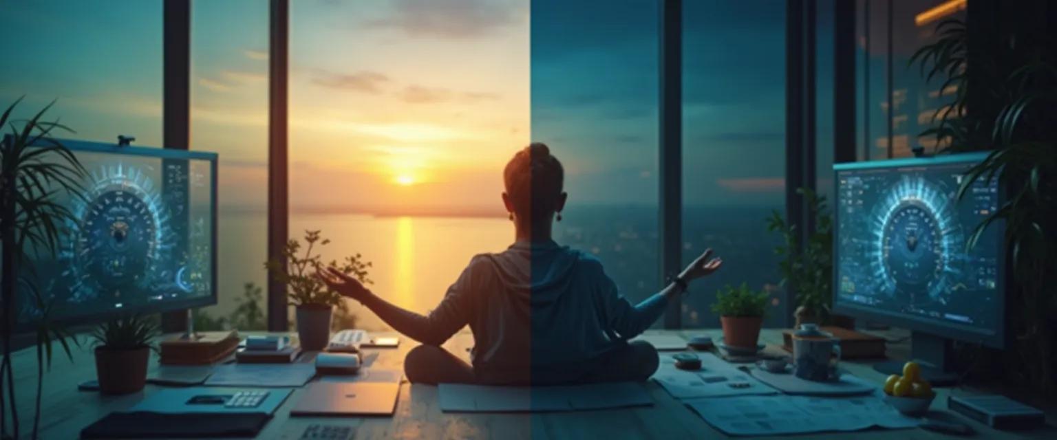 Person maintaining a healthy mindset while working rotating shifts through mindfulness practices