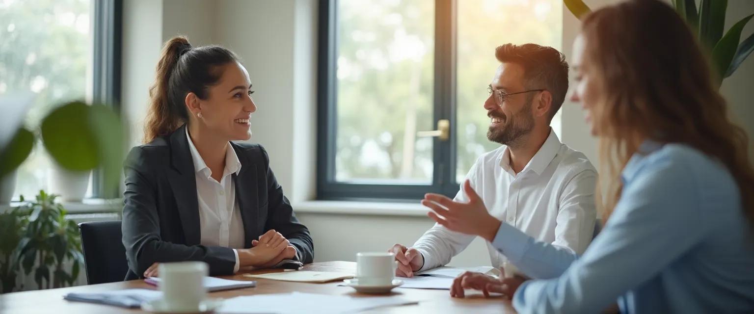 Professionals demonstrating emotional intelligence in the office during a constructive disagreement
