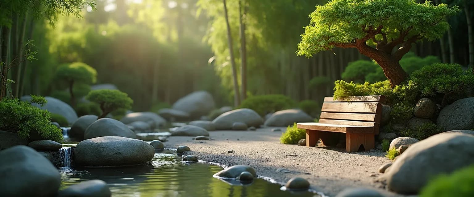 Peaceful garden design with elements that promote peace and mind relaxation