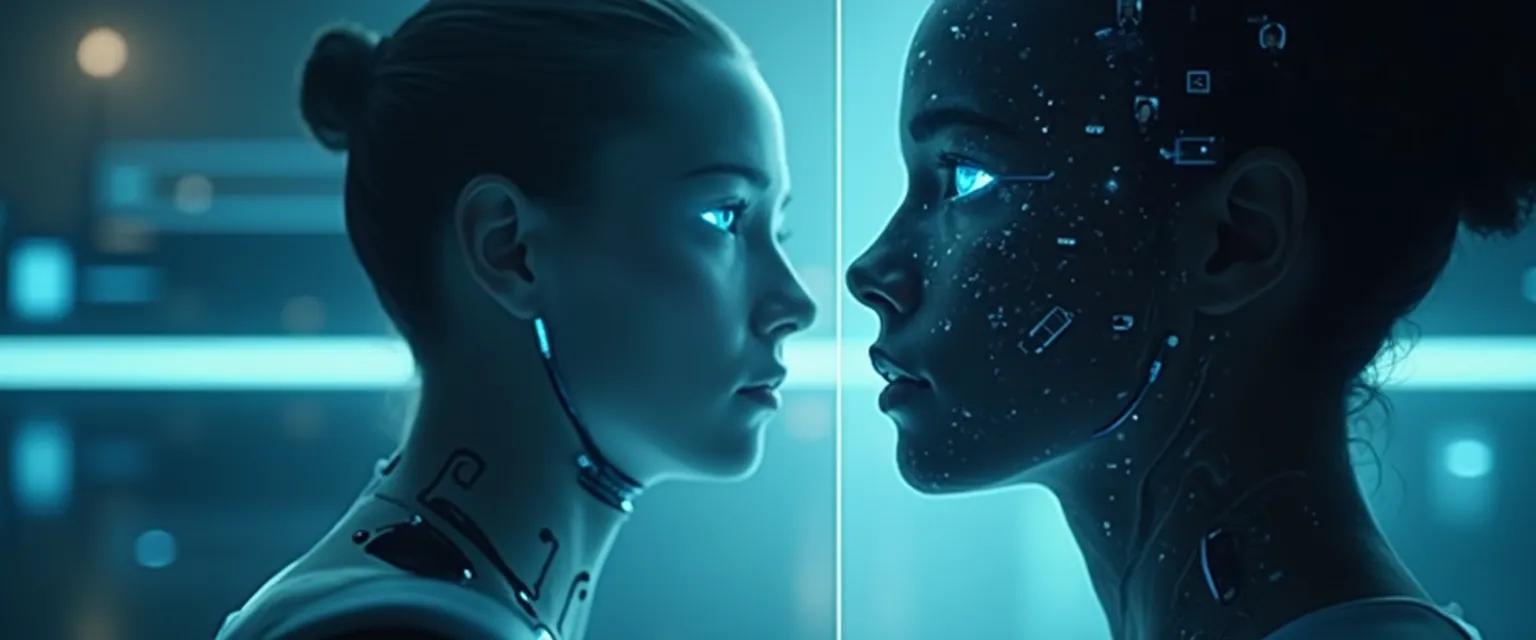 Visual representation of emotional intelligence in AI systems analyzing human expressions