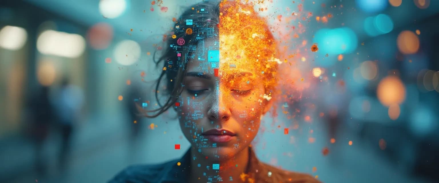 Person practicing daily self-awareness and management habits with mindful transitions