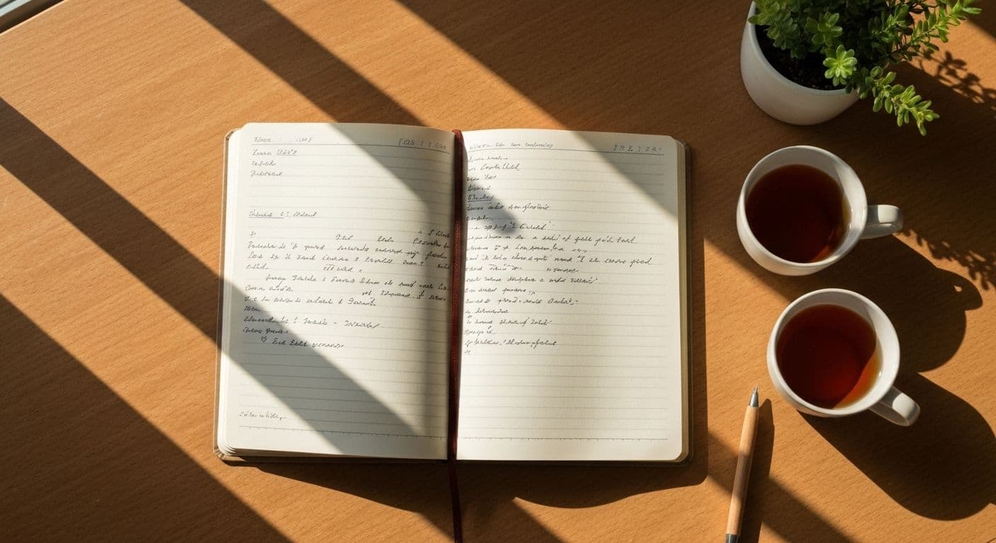 Person writing in grief journal while sitting alone, representing single adults processing loss through grief journaling