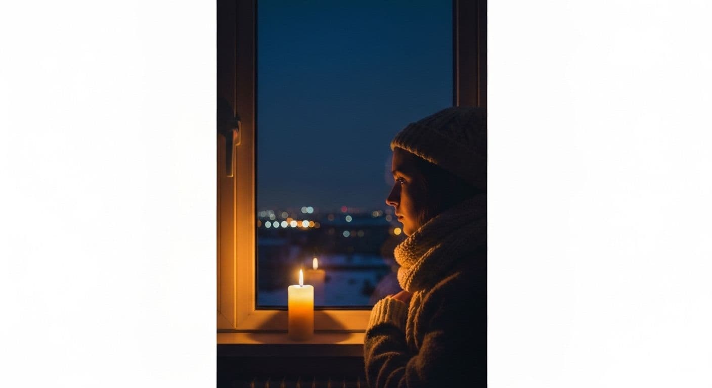 Person sitting alone at night experiencing depression after breakup with soft lamp light