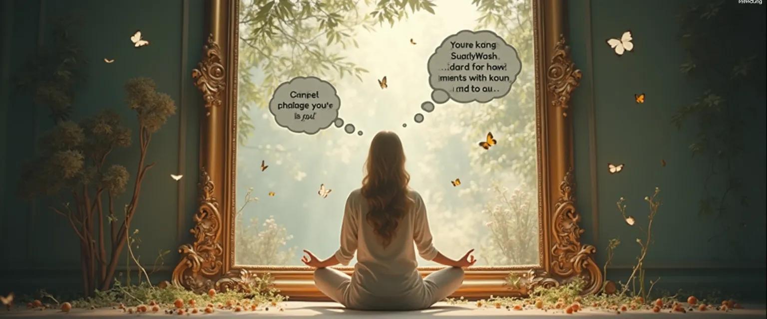 Person practicing mirror techniques to increase self awareness and acceptance through focus on conscious thoughts