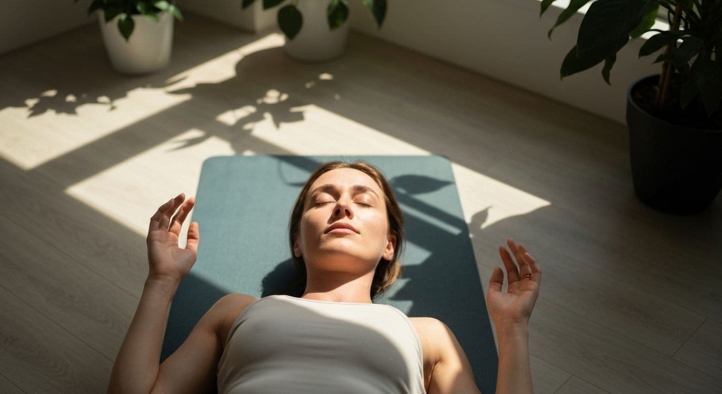 Person doing a quick body scan at their desk showing one way to increase self awareness is by applying body check-ins during daily activities