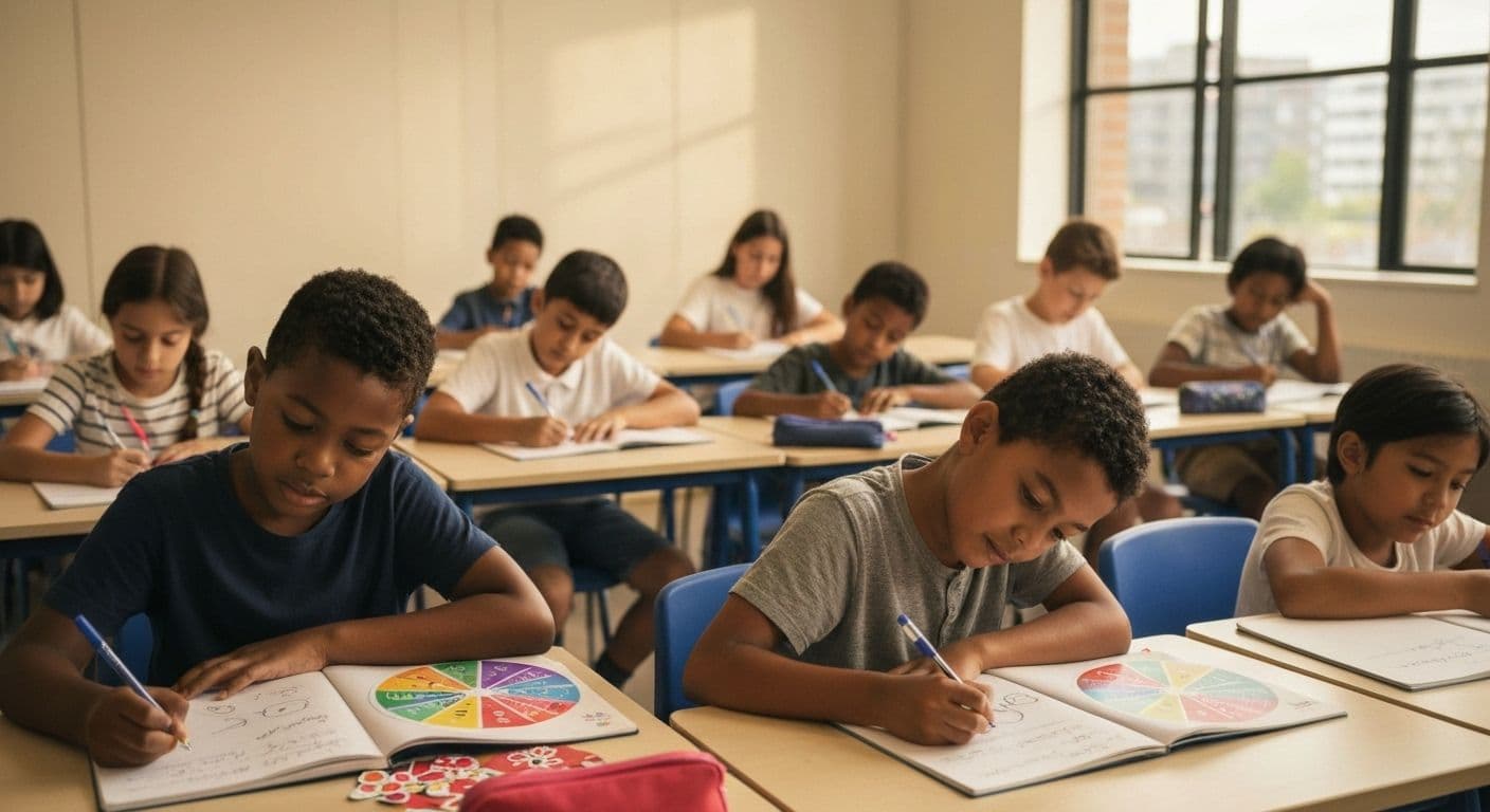 Teacher promoting self awareness in the classroom with students during emotional check-in activity