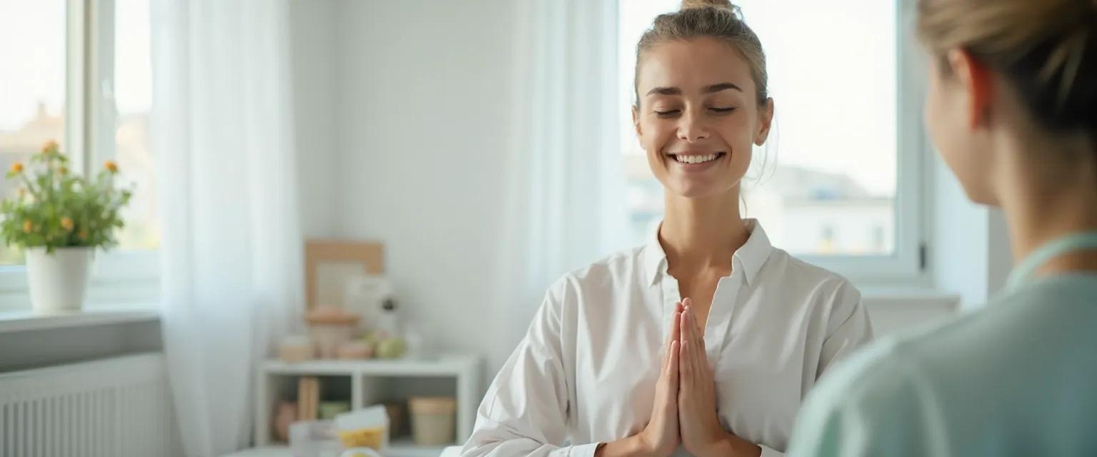 Person practicing pre-surgery techniques to reduce anxiety during surgical recovery