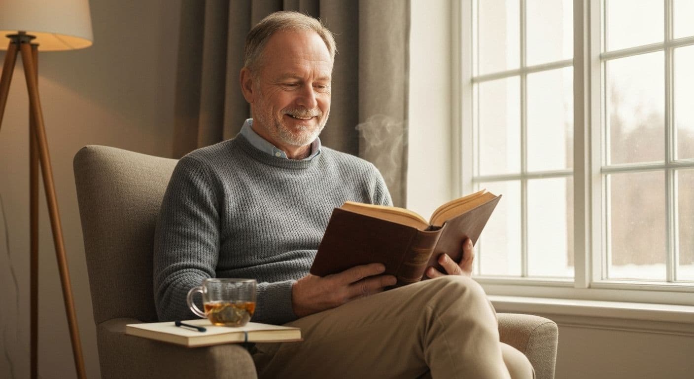 Person reading grief share books in peaceful solitary setting for private loss processing