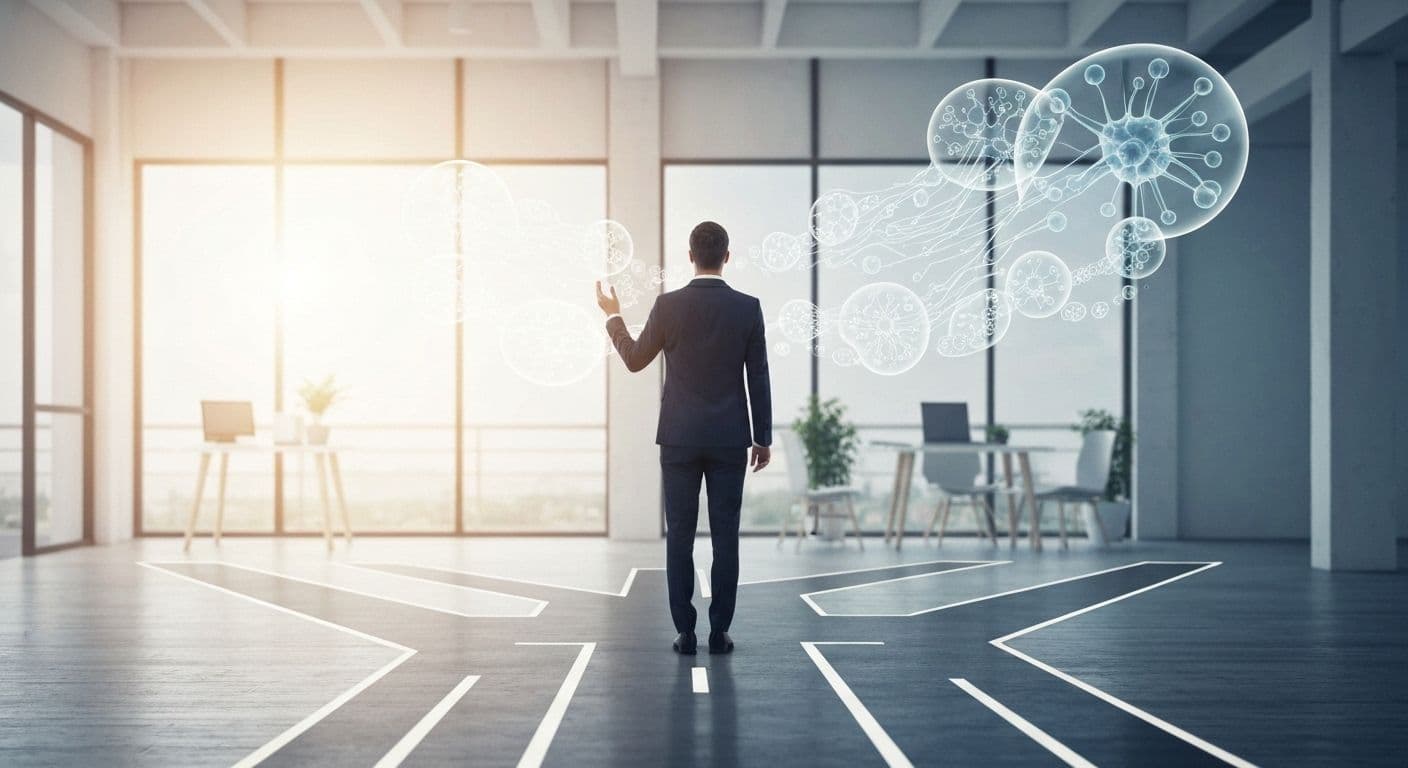 Person with wavering mind exploring multiple creative problem-solving pathways and innovative solutions