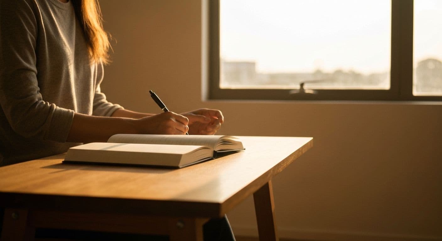 Person practicing conscious awareness of the self through peaceful 5-minute daily reflection