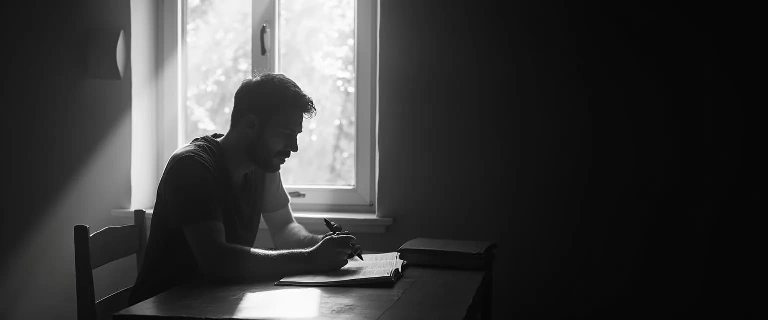 Person using grief writing prompts to manage difficult emotions