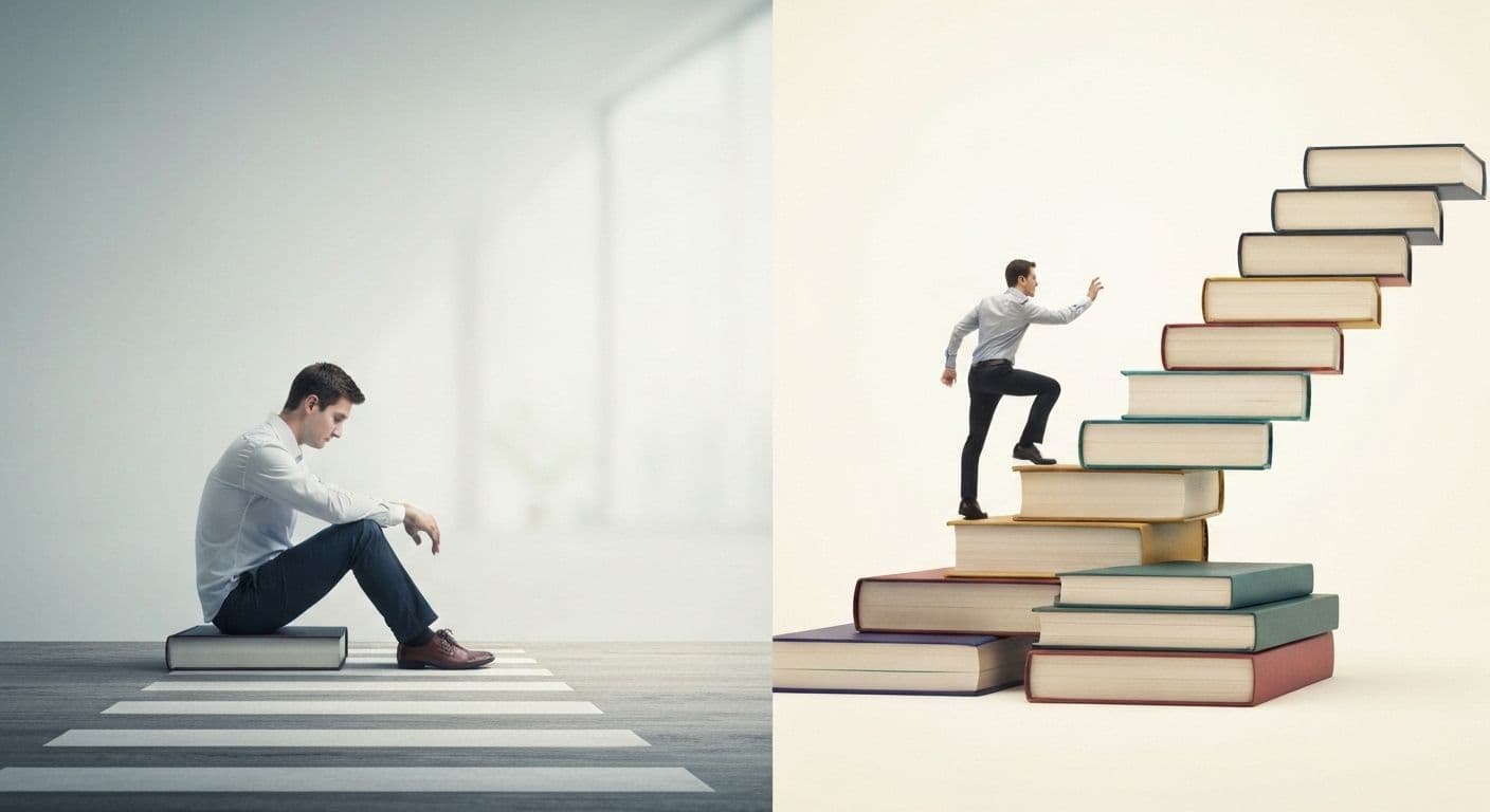 Person with growth mind learning new skills and outperforming naturally talented individuals through persistent effort and development