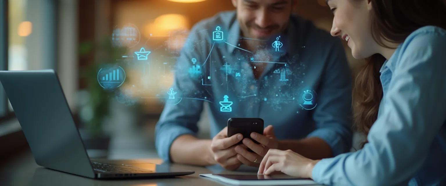 HR manager using app human resources platform on mobile device for employee retention