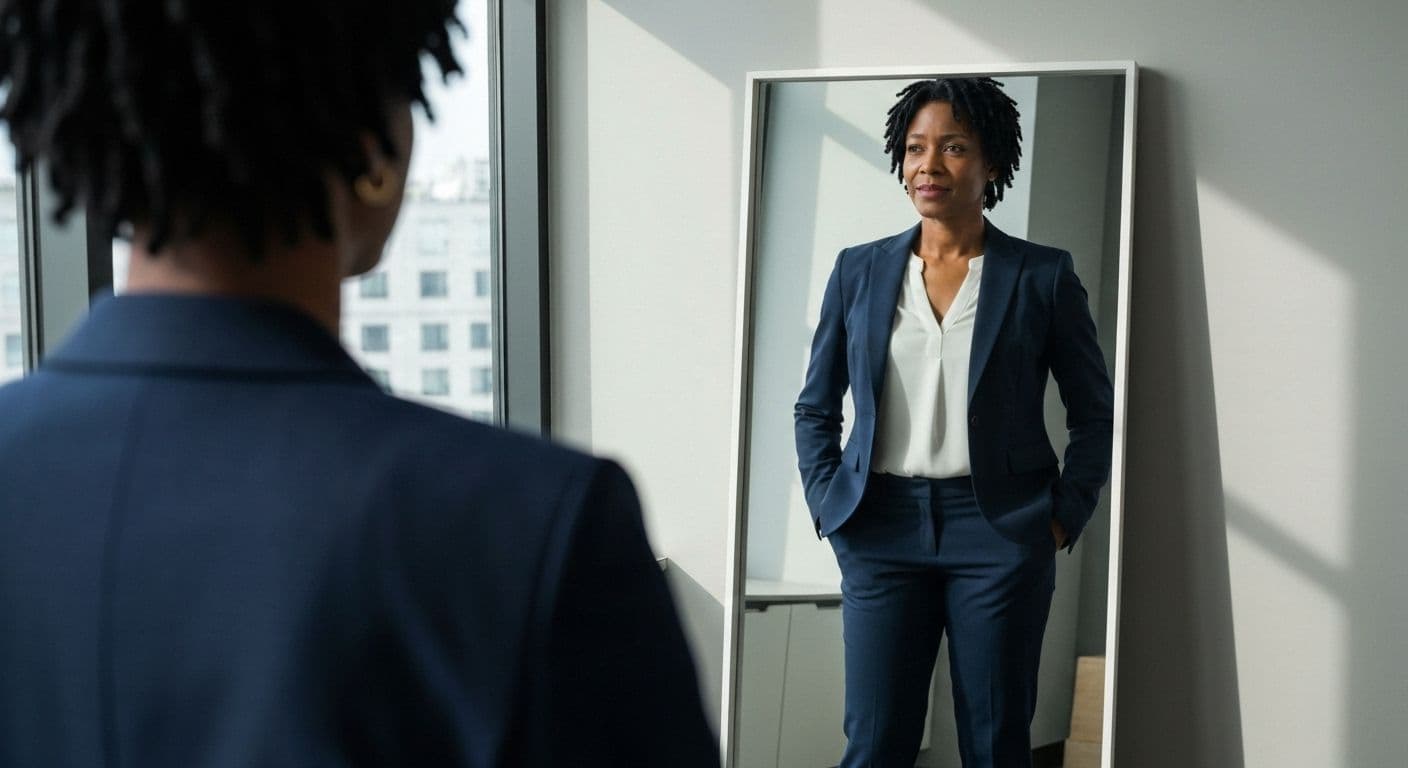 Professional demonstrating self-awareness and success through reflective career planning and strategic development