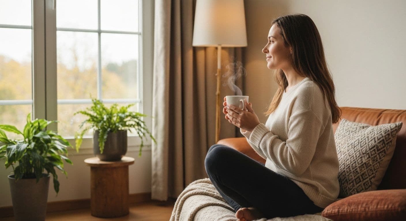 Person practicing trauma sensitive mindfulness outdoors with eyes open, engaging in gentle walking meditation