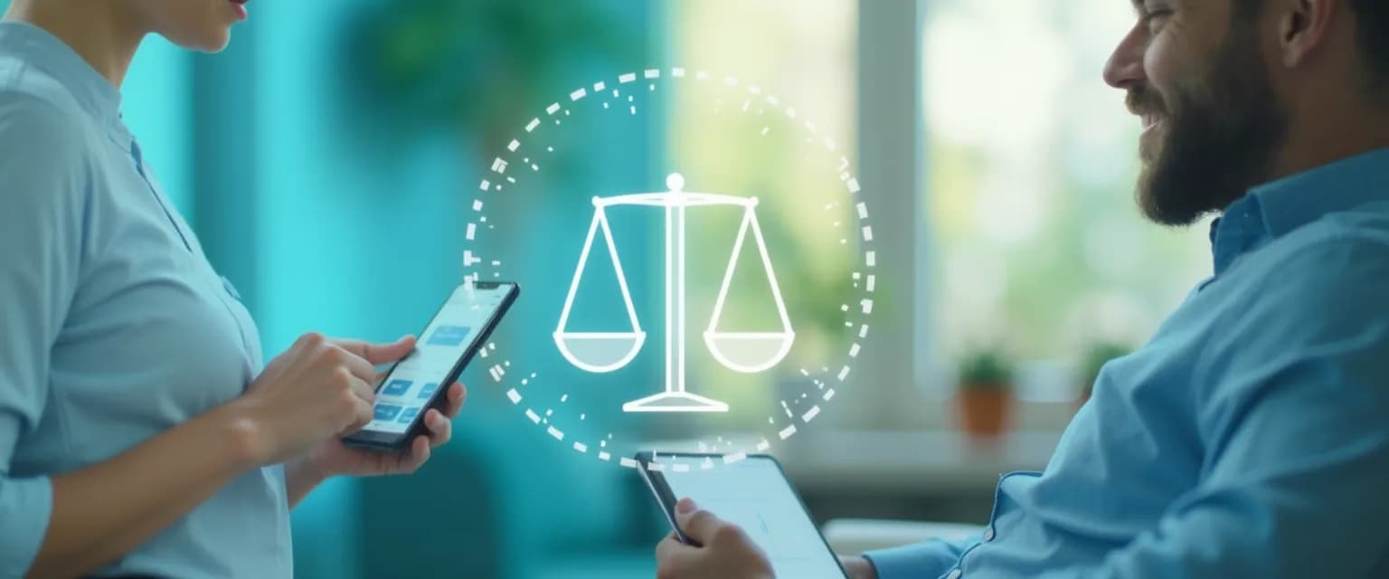 Employee using HR apps for managing work-life balance on smartphone