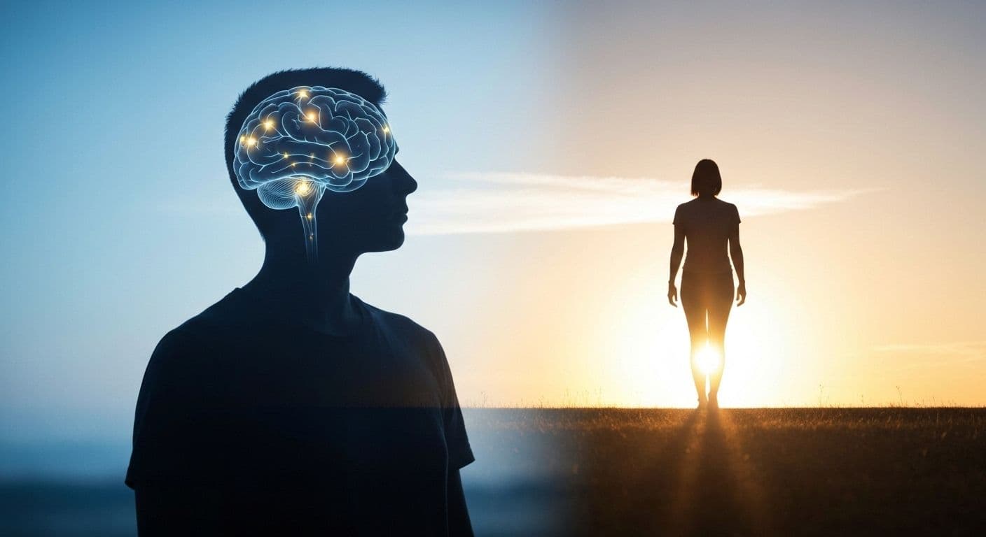 Person reflecting on overcoming a breakup while understanding brain chemistry and emotional patterns