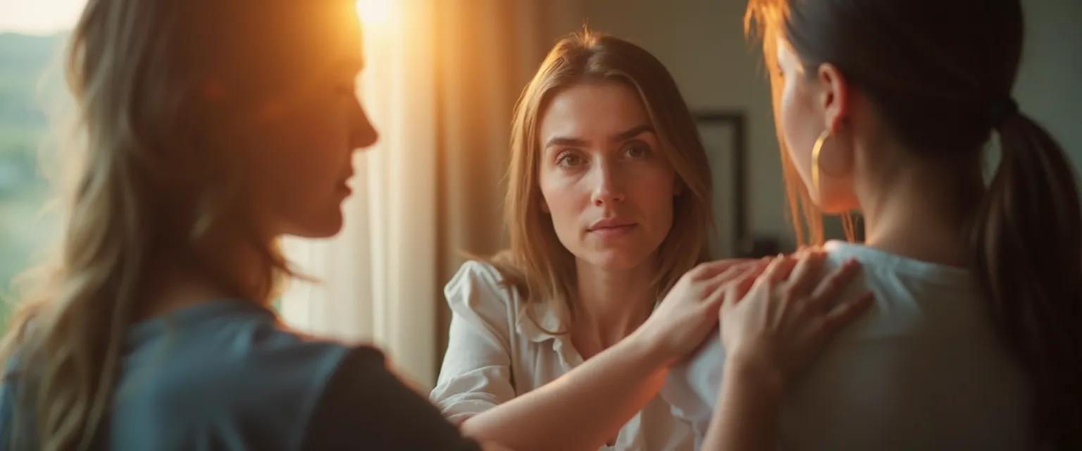 Person comforting friend showing what to say when someone loses someone they love