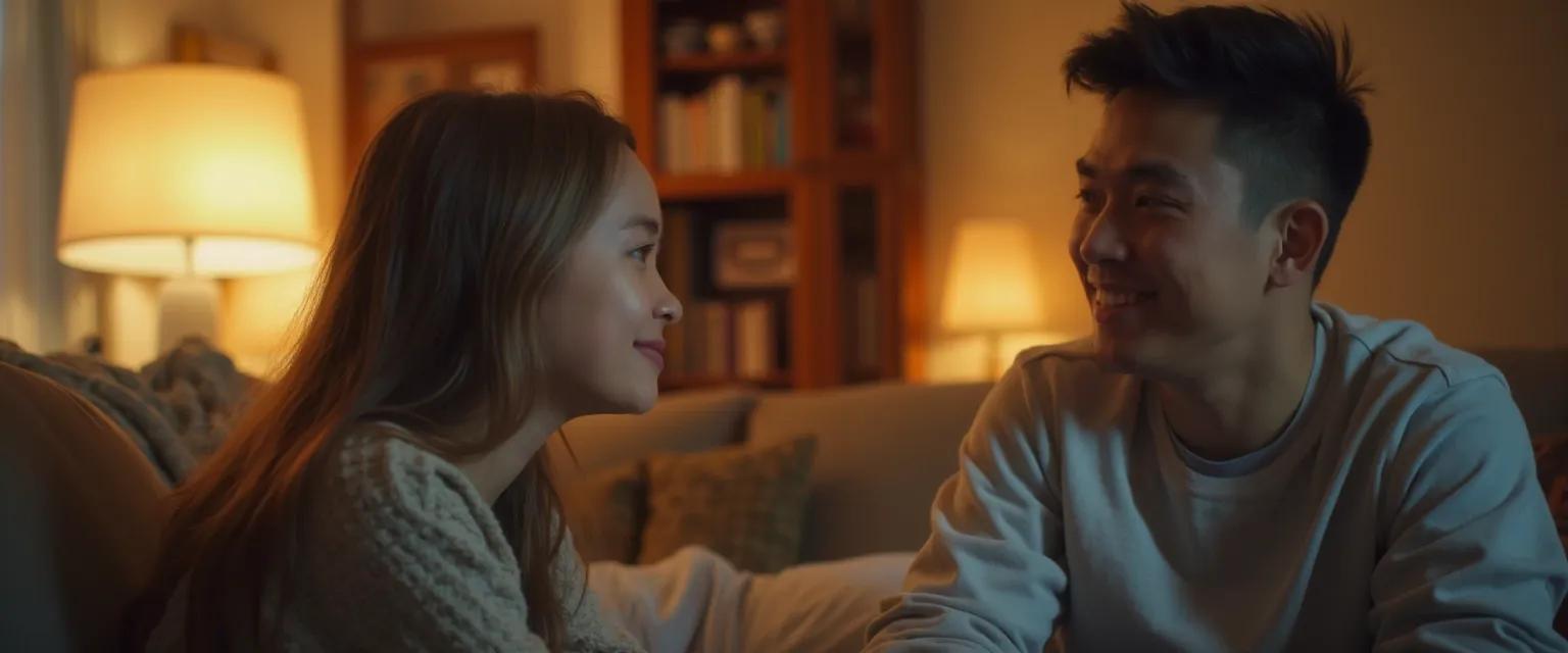 Parent and teenager having a supportive conversation about self-awareness