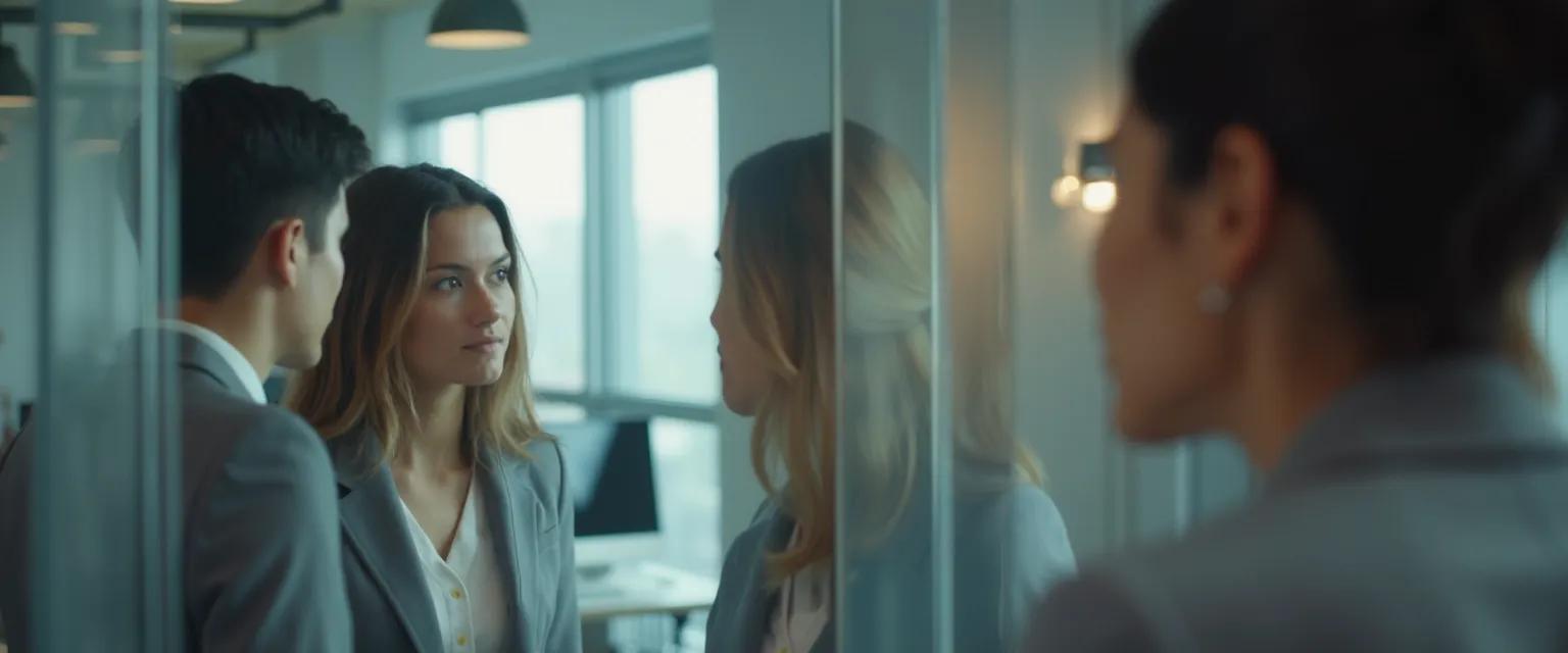 Professional receiving feedback to improve self-awareness in workplace setting