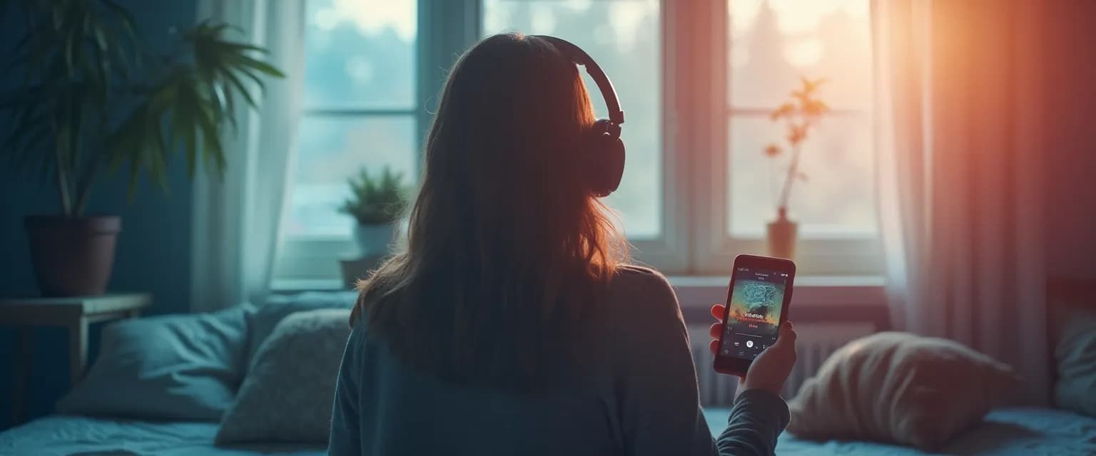 Person creating a healing playlist for getting over a breakup on their phone