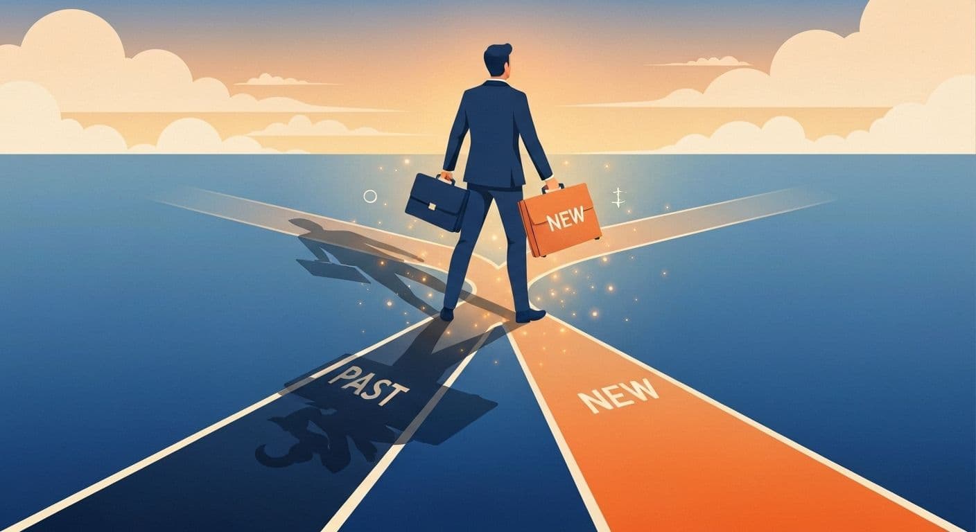 Person reflecting on self awareness and self concept during career transition with thoughtful expression