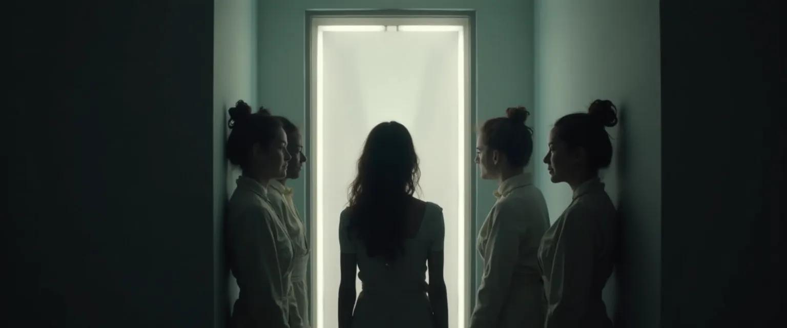 Person explaining internal self-awareness concept with mind diagram showing the hidden observer