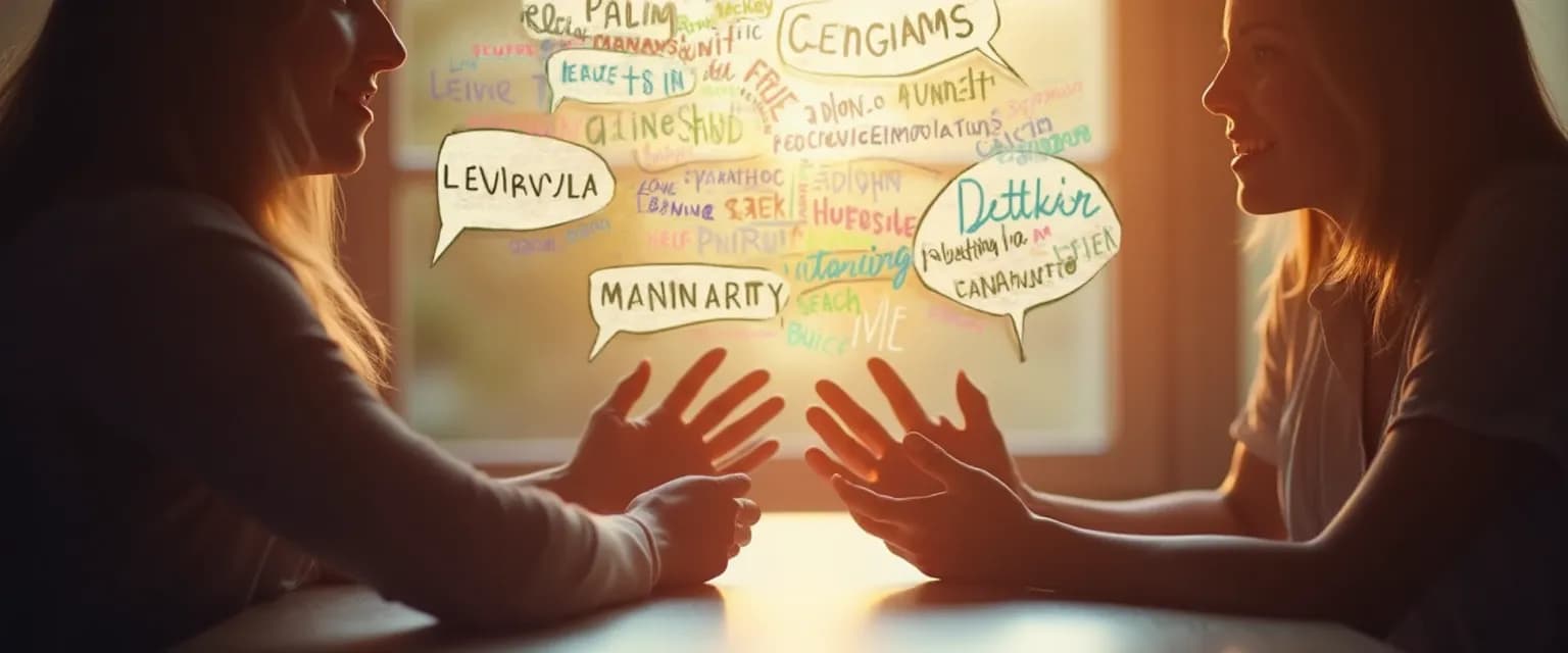 Person using happy words during a difficult conversation to create connection