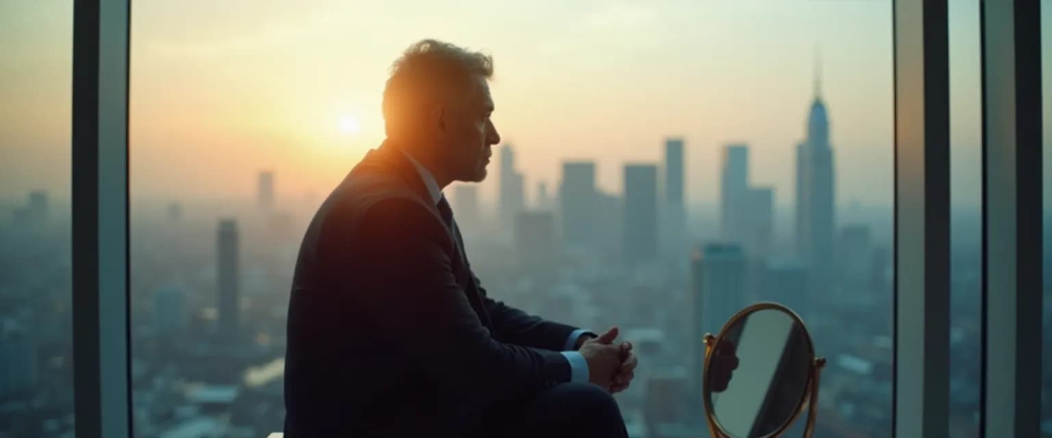 Business leader practicing reflection techniques for developing self-awareness in leadership