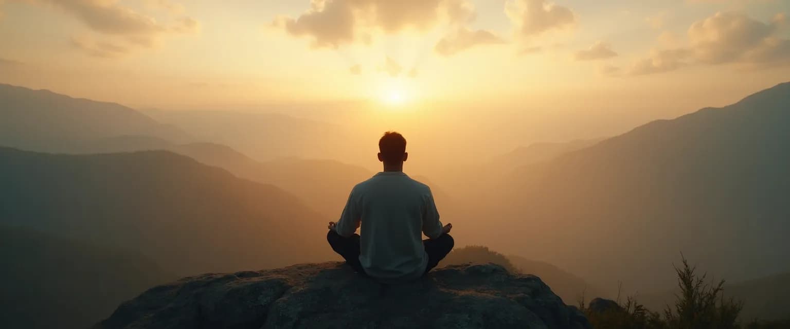Person meditating during silent retreat after experiencing relationship heartbreak