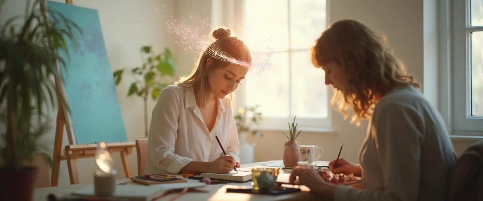 Creative activities enhancing capacity for self-awareness through drawing, writing and music