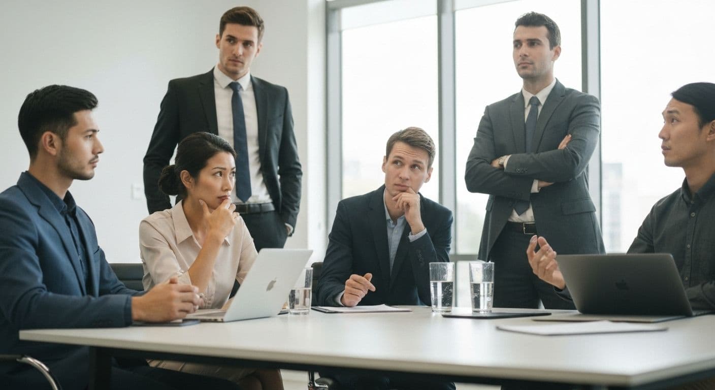 Person practicing self awareness imperative intercultural communication in diverse business meeting with mindful body language