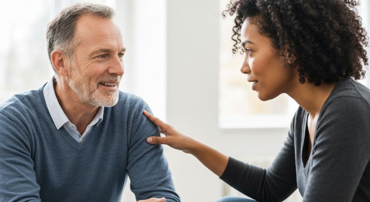 Two people having a meaningful conversation showing how self awareness is key to deeper connections