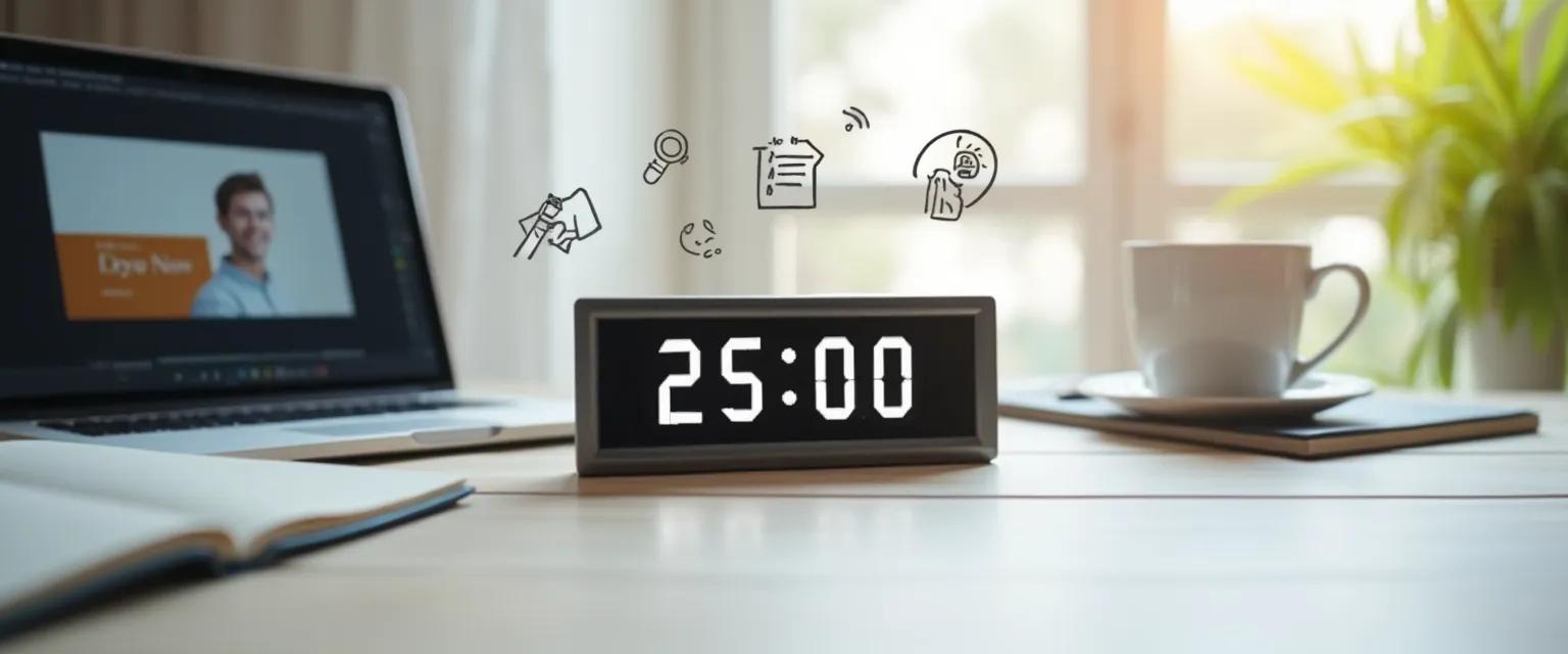 Student using Pomodoro technique to overcome procrastination in digital learning environment