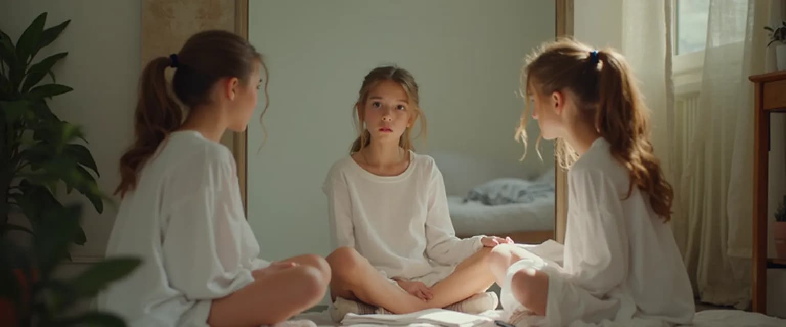 Teenager practicing self-awareness exercises during daily activities