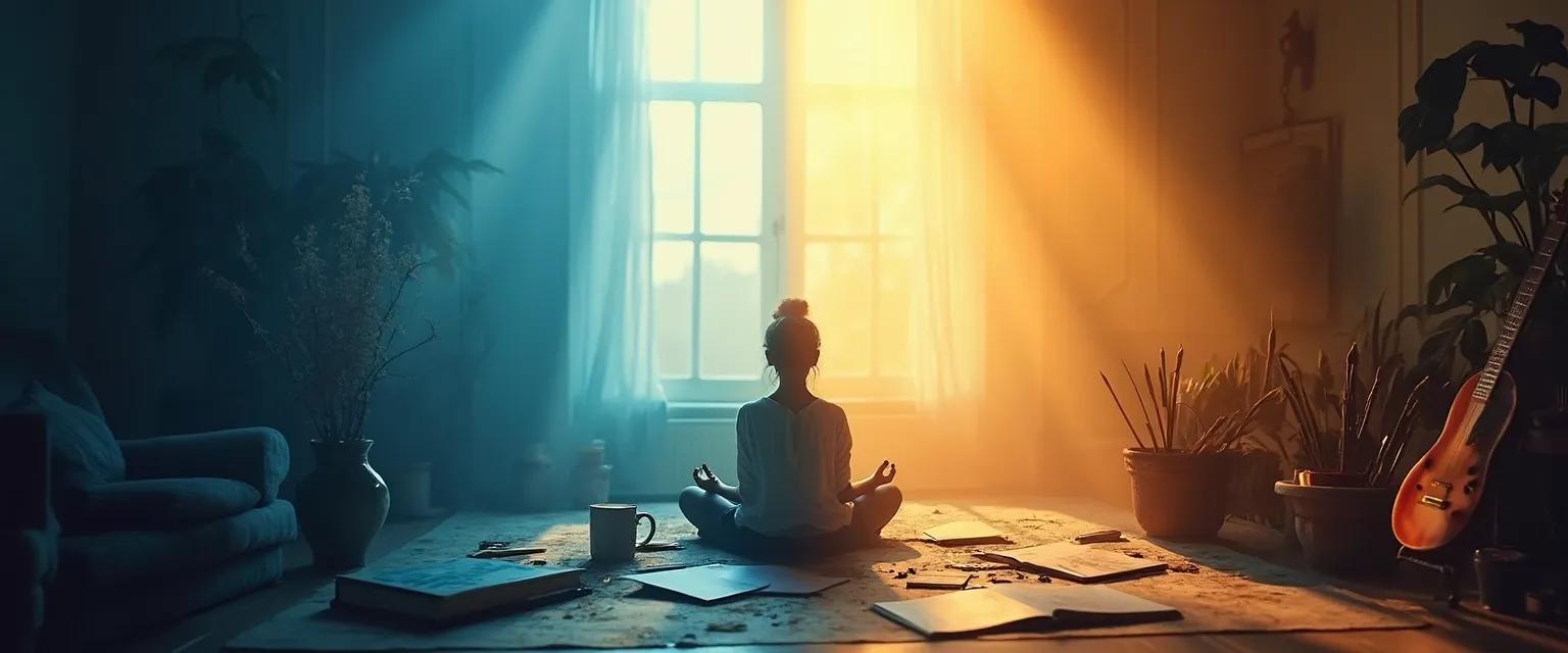 Person engaging in creative pottery as healing therapy for post breakup depression