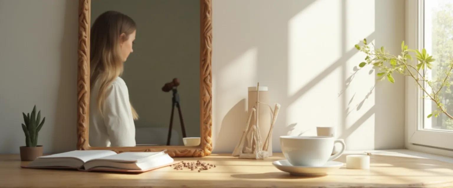 Person experiencing self-awareness while engaged in everyday activities