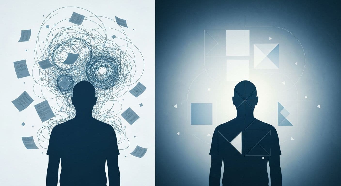 Person experiencing mental clarity after learning to declutter the mind and reduce cognitive overload