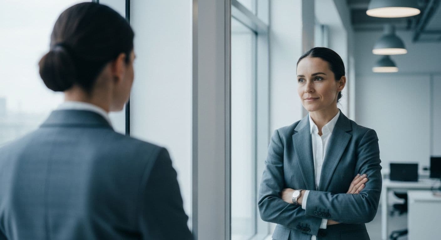 Professional demonstrating self awareness positive psychology skills in workplace setting