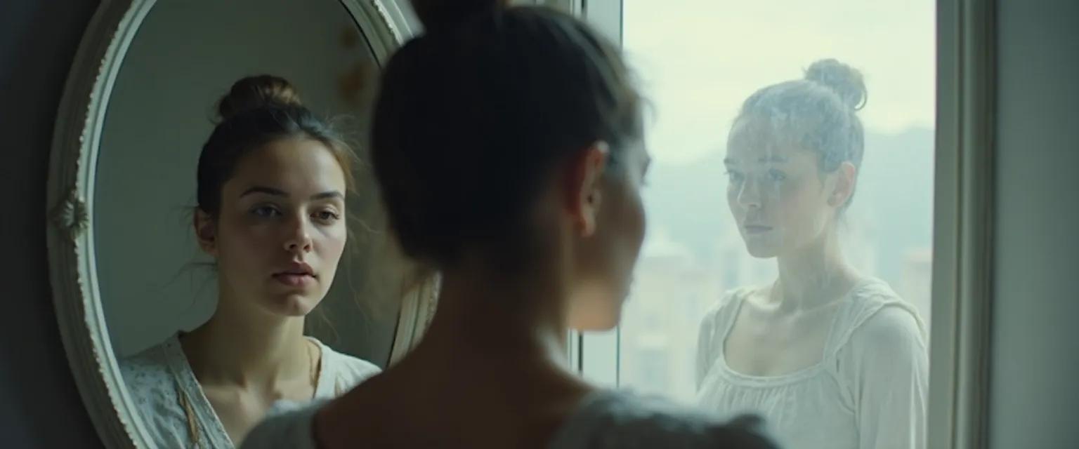 Visual representation of self awareness internal and external perspectives showing mirror and window concept