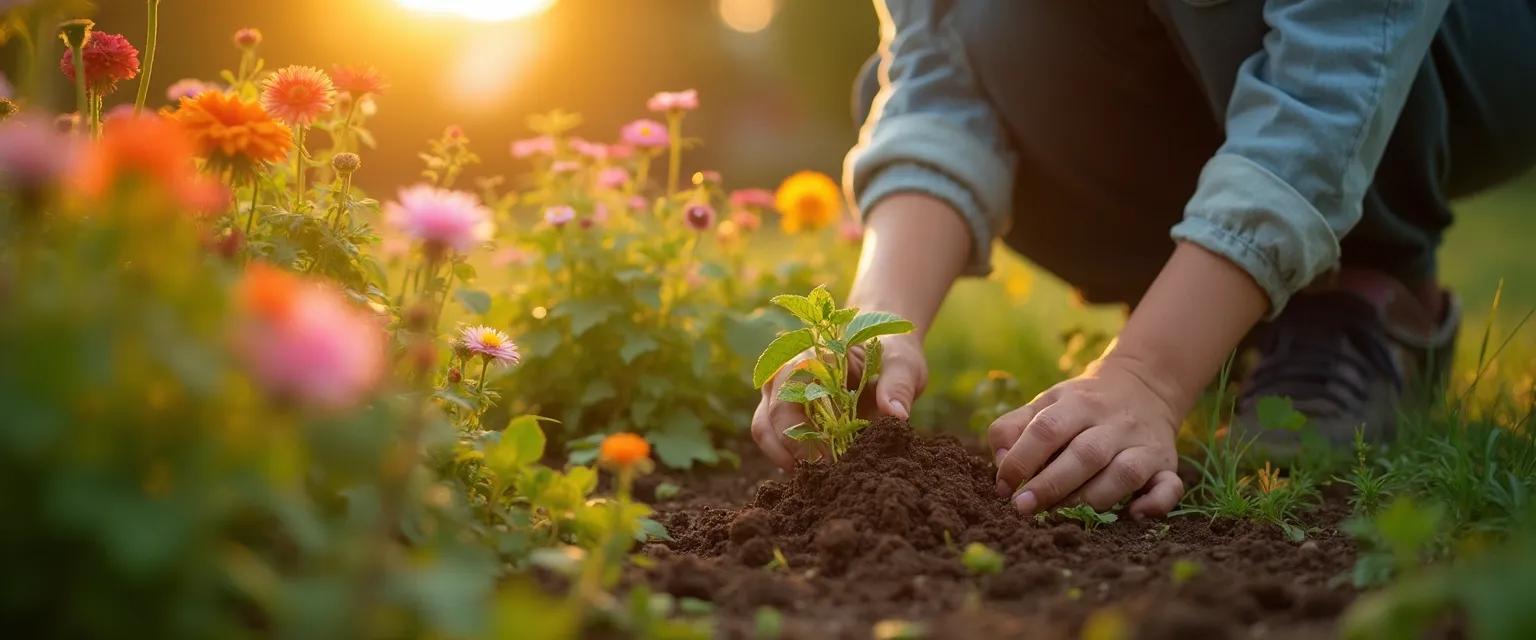 Person finding self-awareness through mindful gardening practice