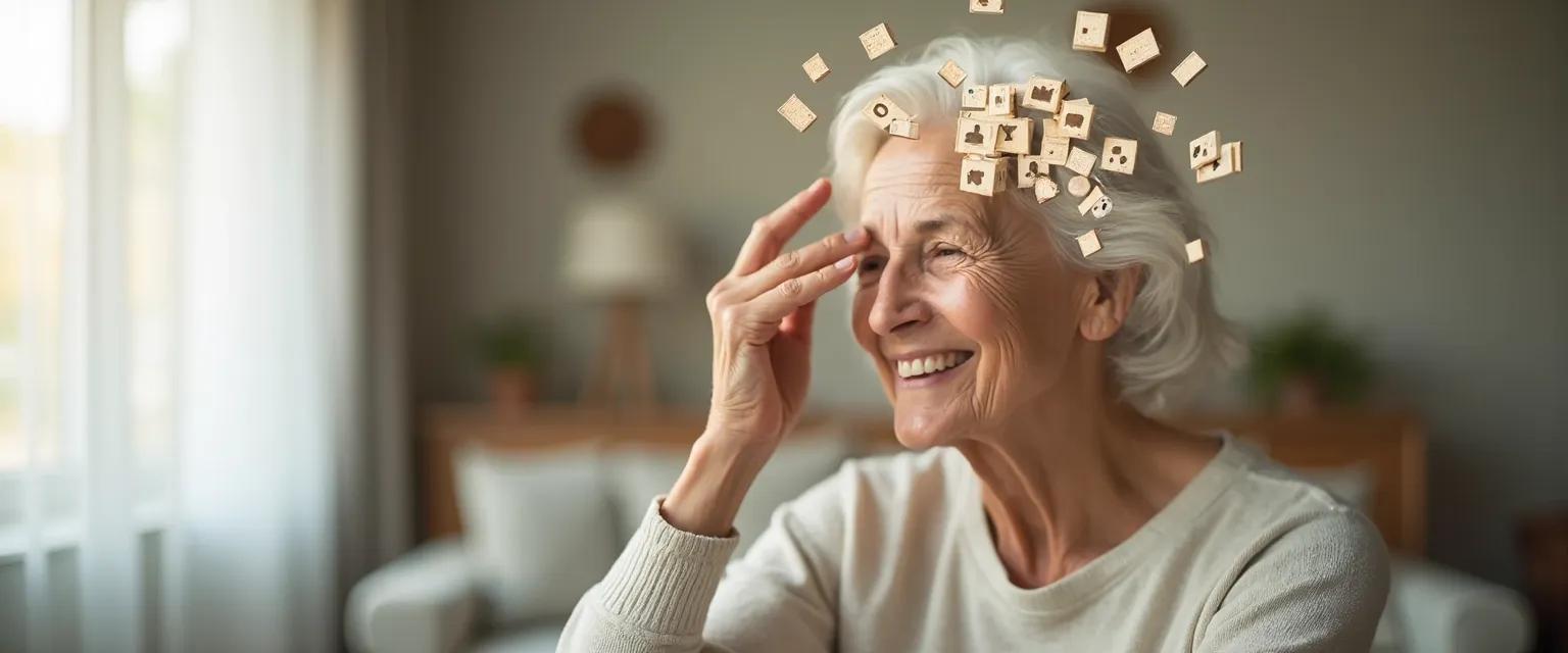 Senior woman practicing fitmind exercises for cognitive health maintenance