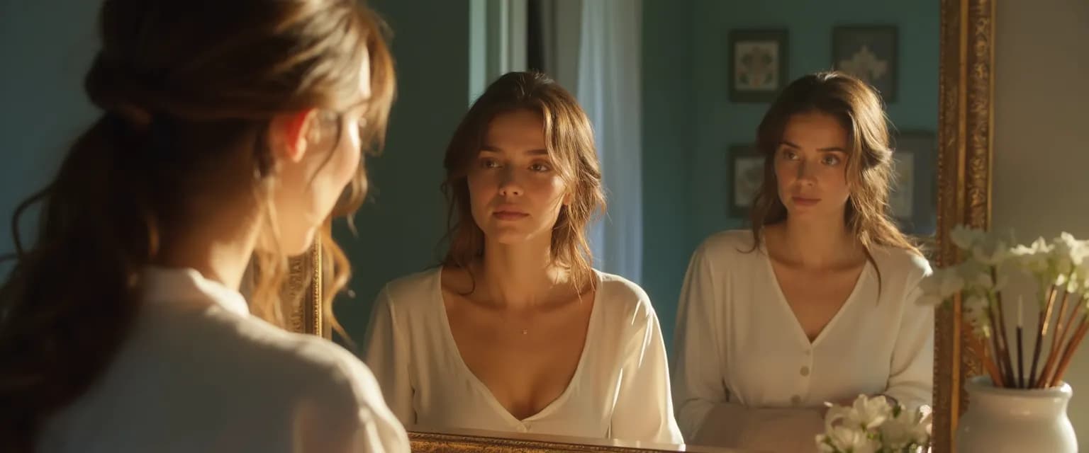 Person practicing self awareness and decision making techniques during a 5-minute mirror moment