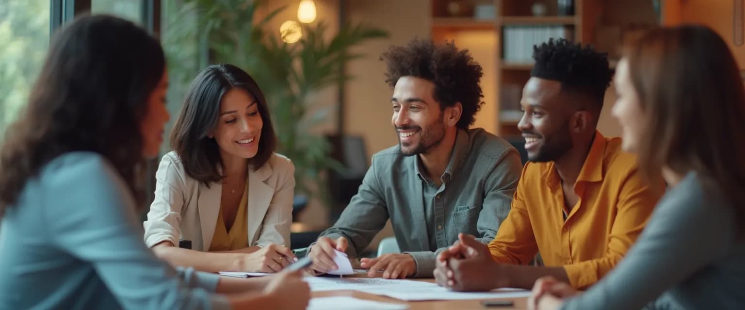 Team meeting focused on developing EI in the workplace through collaborative exercises